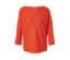 Pull en maille fine orange avec des manches trois-quarts.