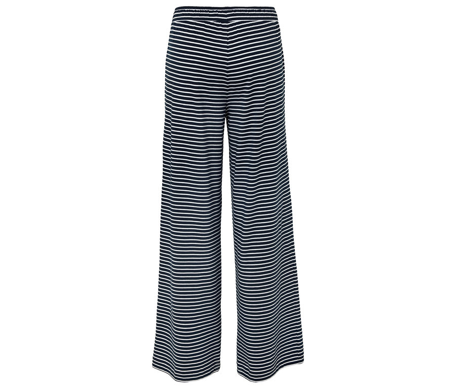 Pantalon à rayures avec des rayures horizontales bleu foncé et blanches.