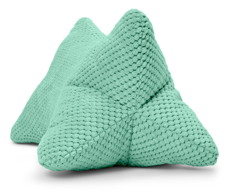Un coussin de lecture vert clair.