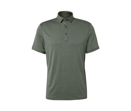 Polo fonctionnel kaki à manches courtes avec trois boutons.