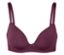 Soutien-gorge violet avec dentelle et un nœud au centre.
