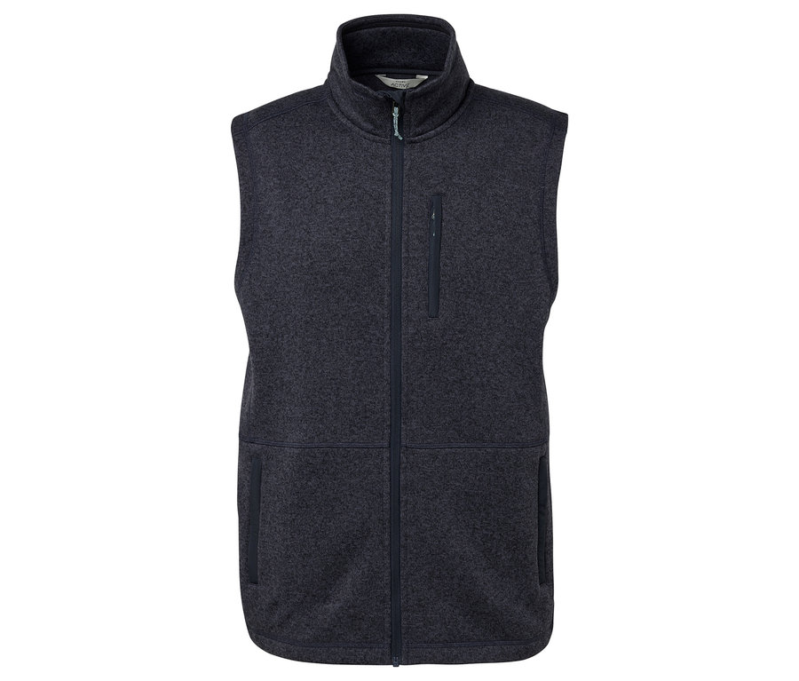 Veste en polaire gris foncé avec fermeture éclair et poches.