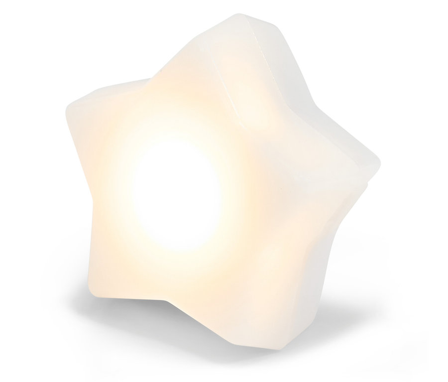 Étoile blanche lumineuse sur fond blanc.