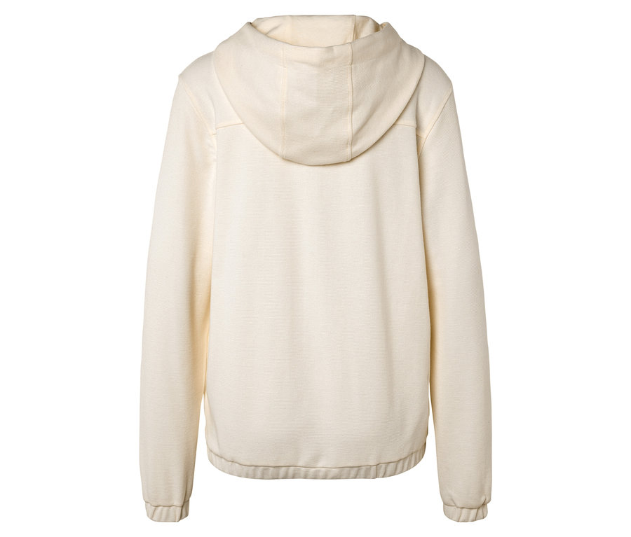 Vue arrière d'un sweat à capuche crème.