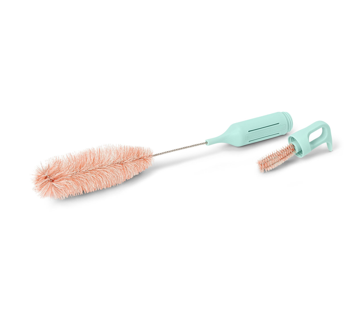 Brosse à vaisselle pour verres et bouteilles 3 en 1 avec long manche et embout.