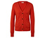 Cardigan tricoté orange à manches longues, col en V et boutons.