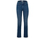 Jean bleu coupe droite sur fond blanc.