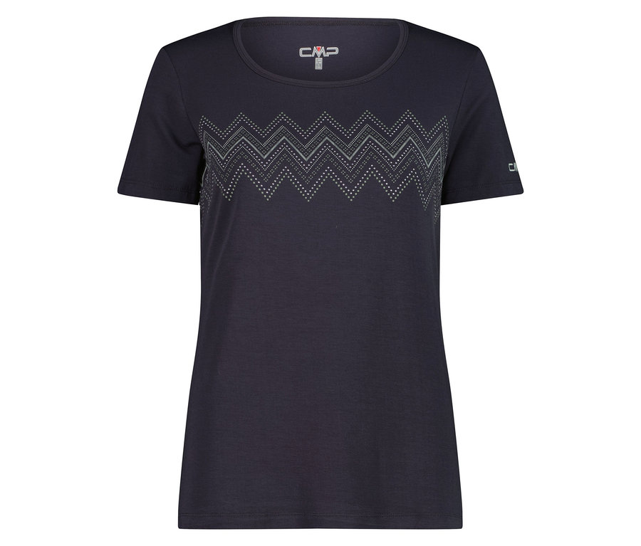 T-shirt CMP bleu marine avec motif en zigzag.
