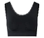 Soutien-gorge de sport noir avec bordure en dentelle à l'encolure et aux bretelles.