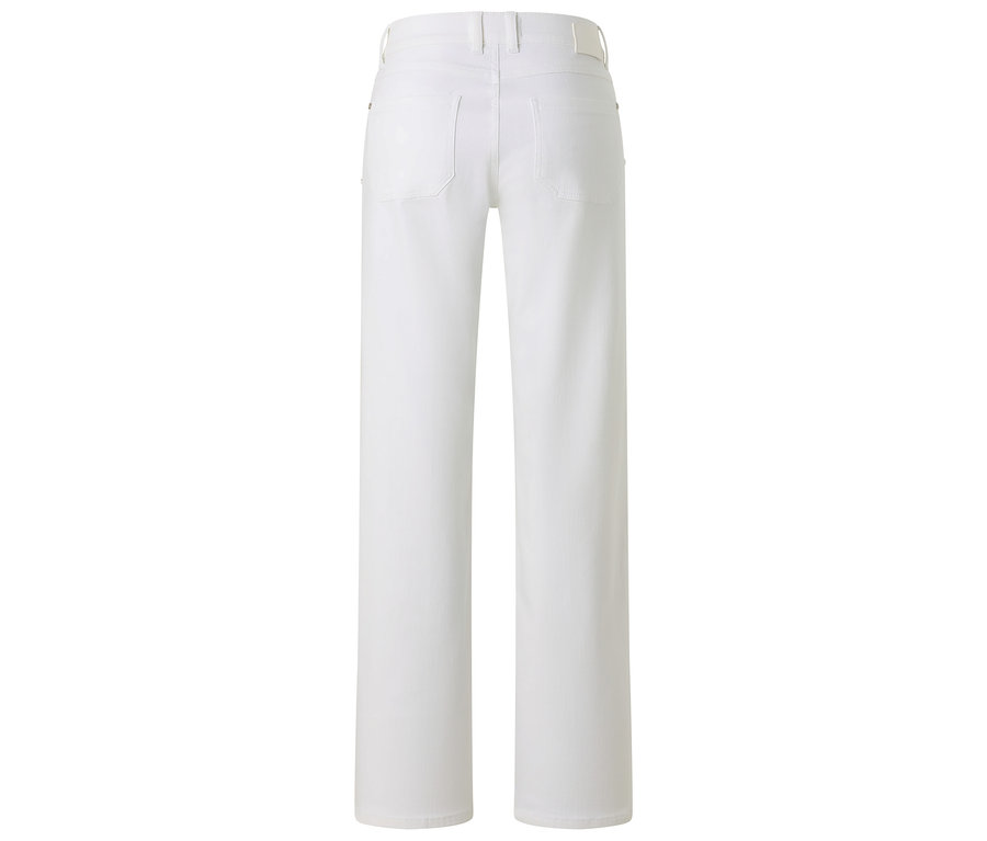 Vue arrière d'un jean blanc ample à jambe droite.