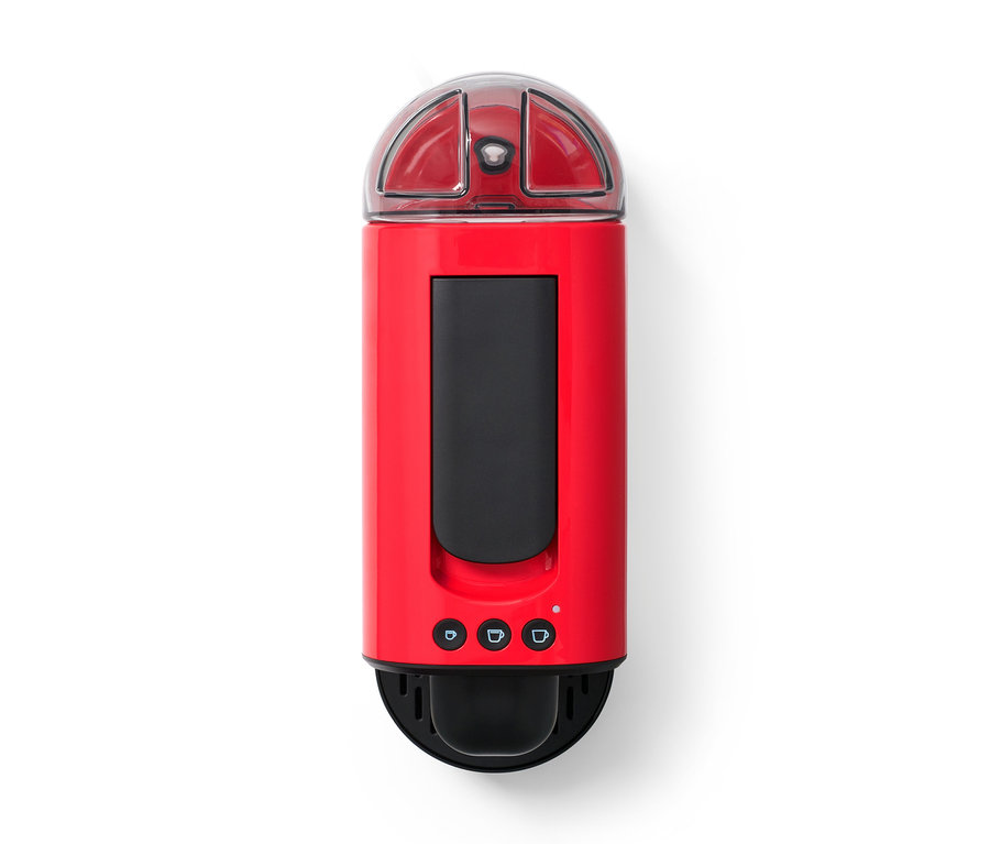 La machine à capsules rouge Cafissimo now red est posée sur un fond blanc.
