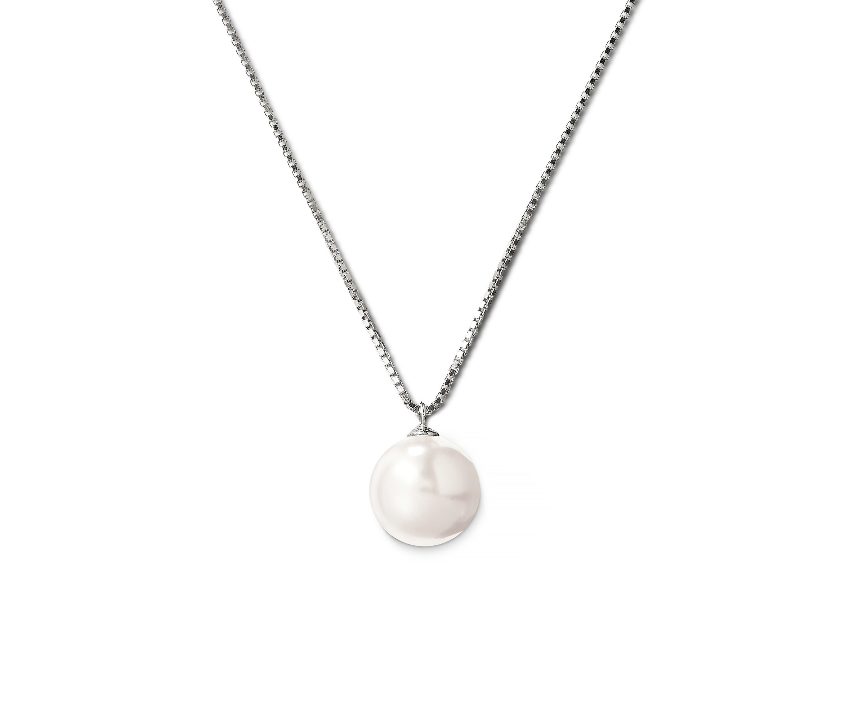 Chaîne en argent 925 avec grosse perle fantaisie.