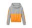 Sweat-shirt court à capuche gris-jaune chiné.