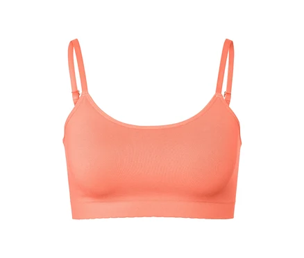 Brassière seamless couleur pêche avec dentelle.