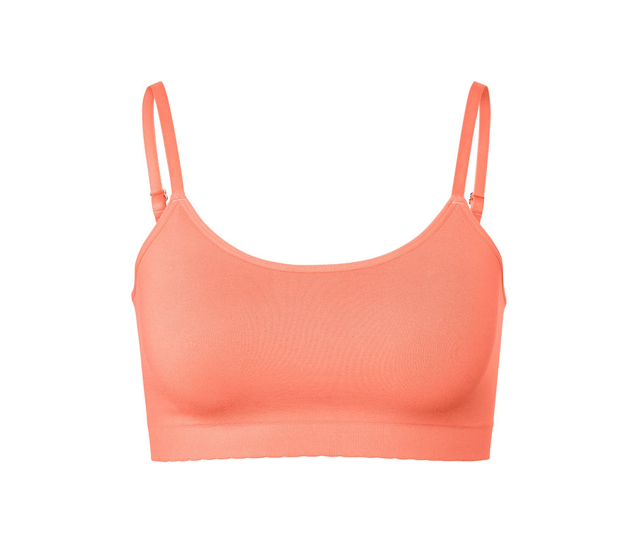 Brassière seamless couleur pêche avec dentelle.