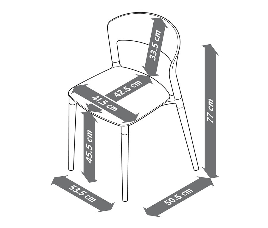 Dimensions de 2 chaises en plastique.