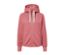 Veste à capuche en sweat rose avec fermeture éclair et cordon de serrage.