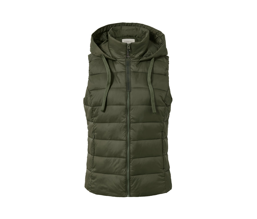 Gilet matelassé à capuche olive.