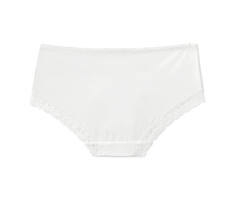 Une culotte blanche avec de la dentelle.