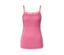 Chemise en modal rose avec détails en dentelle sur la poitrine.
