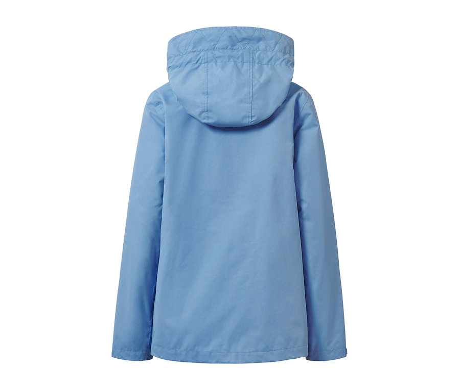 Veste tous temps bleu clair avec capuche vue de dos.