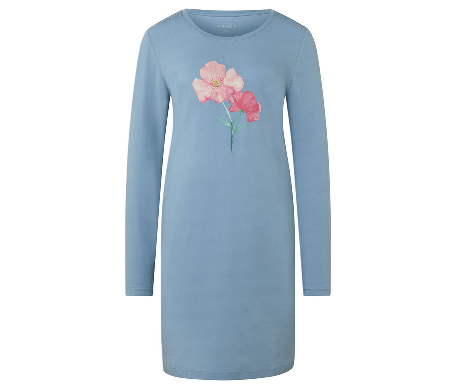 Chemise de nuit bleue avec motif floral.