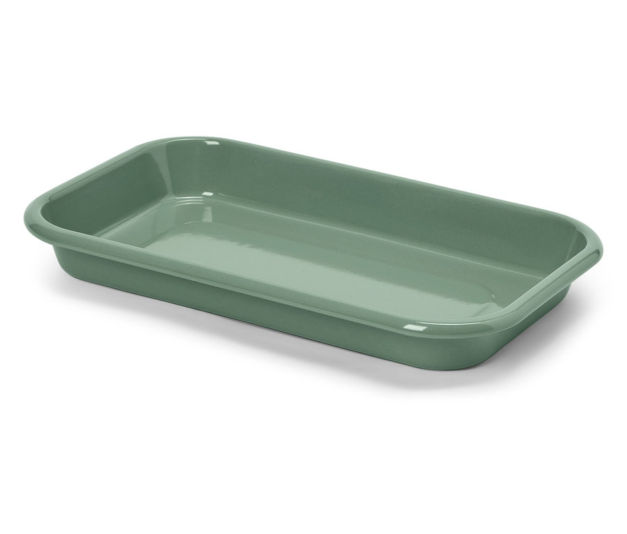 Un plateau rectangulaire vert.
