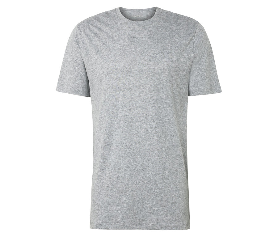T-shirt gris à manches courtes sur fond blanc.
