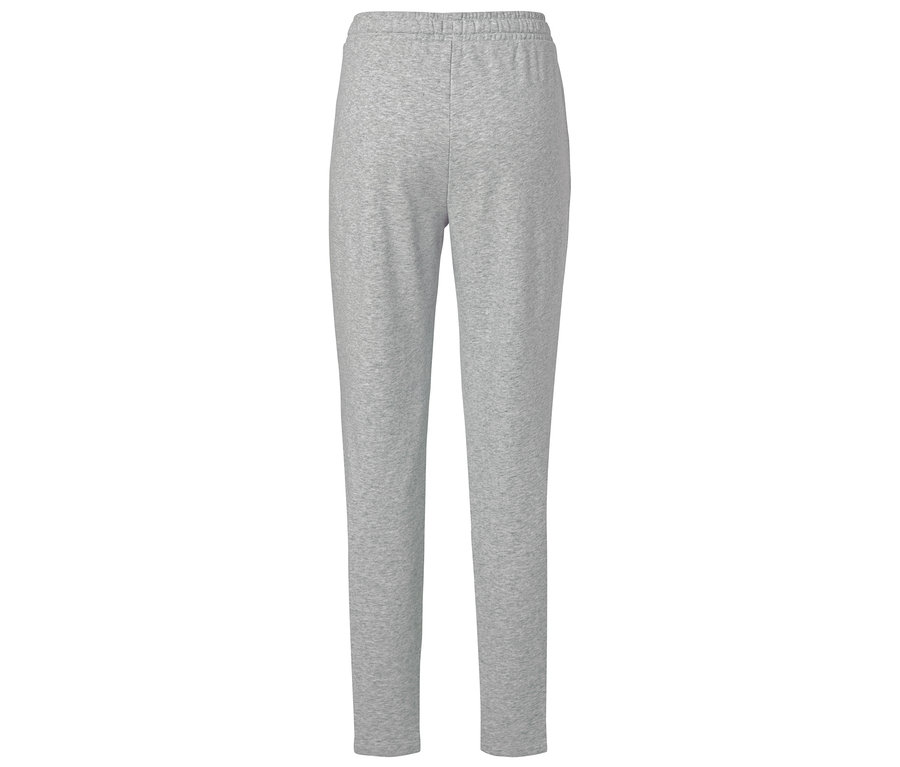 Pantalon de survêtement gris avec une taille élastique.