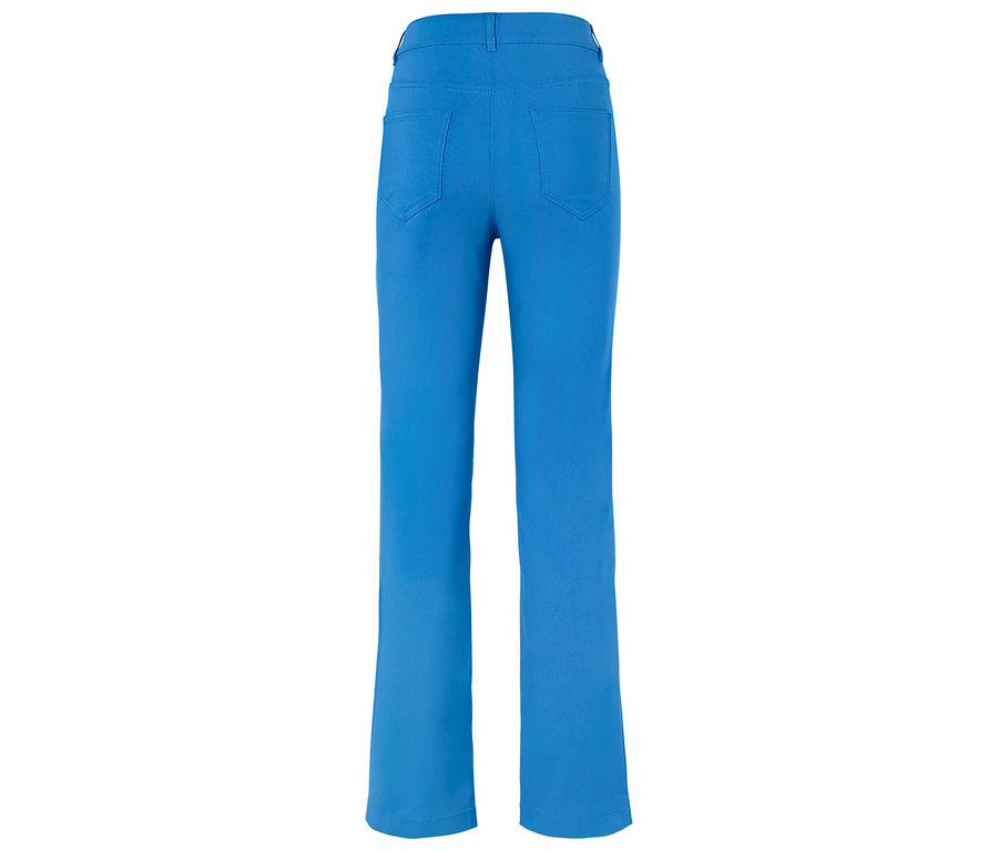 Vue arrière d'un pantalon bleu.