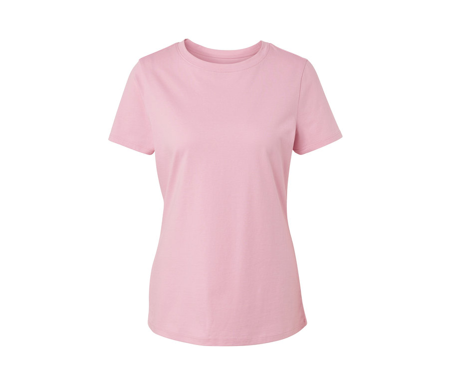 T-shirt basique rose sur fond blanc.