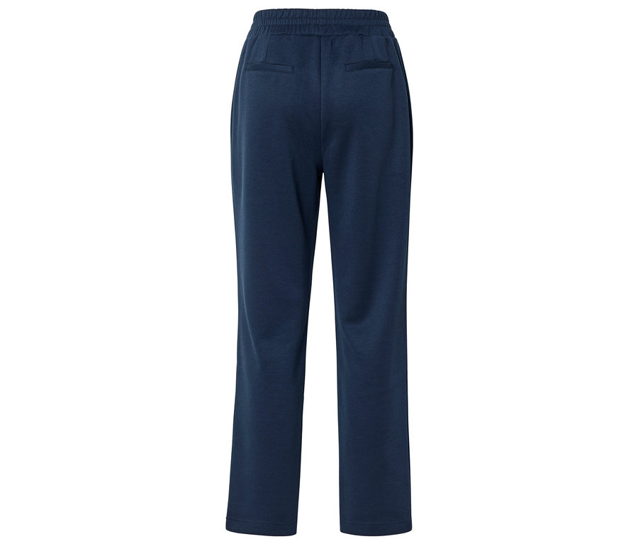 Pantalon bleu marine avec ceinture élastique et poches arrière.