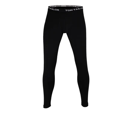 Caleçon long Tom Tailor « Buffer » noir avec une ceinture blanche à logo.