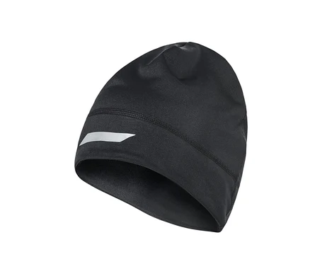 Bonnet fonctionnel thermique noir avec imprimé réfléchissant.