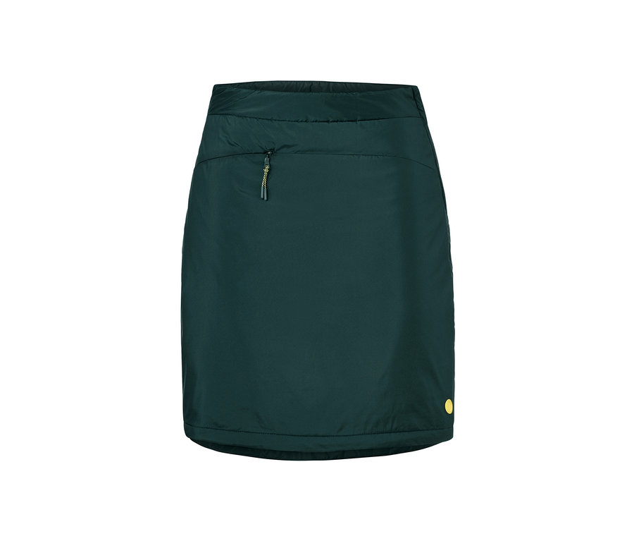 Une jupe thermique vert foncé avec une poche zippée.
