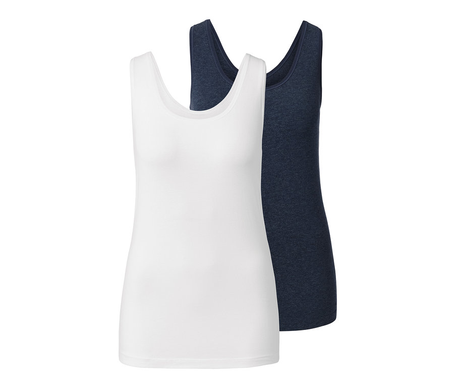Deux maillots de corps, un blanc et un bleu marine.