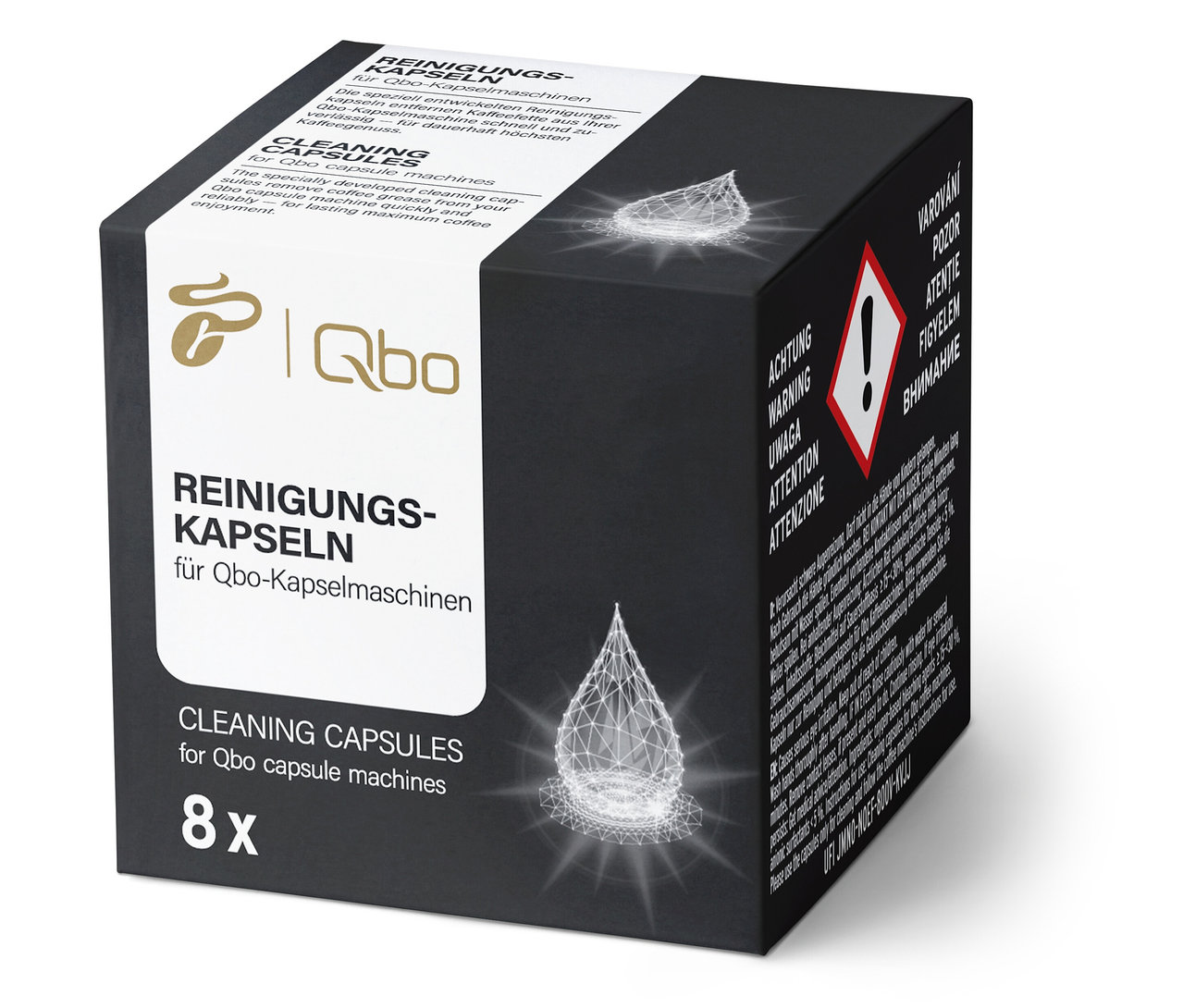 Emballage noir de capsules de nettoyage Qbo.