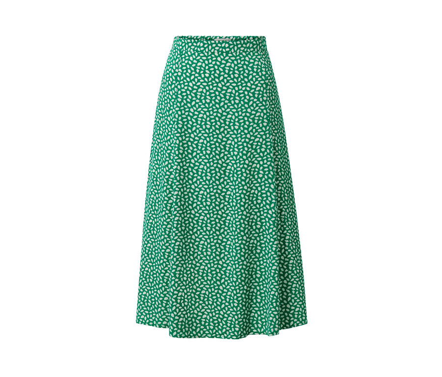 Jupe midi imprimée verte.