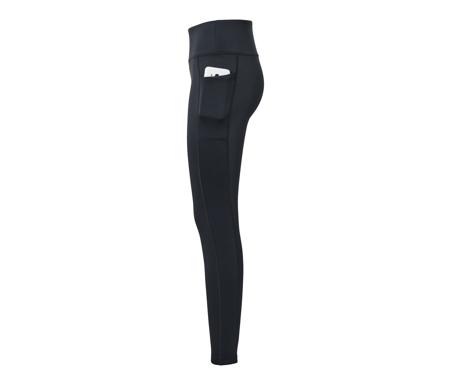 Legging thermique noir avec poche pour téléphone portable.