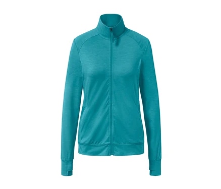 Veste fonctionnelle turquoise avec fermeture éclair.