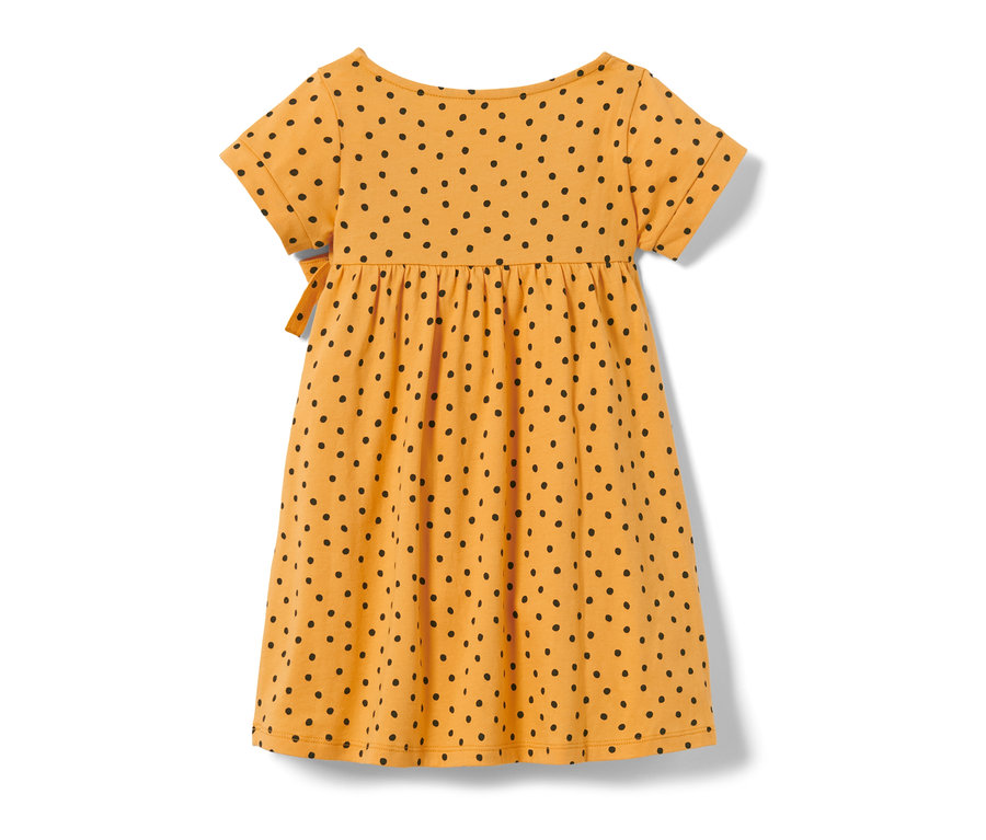 Robe en jersey jaune à pois noirs pour enfant.