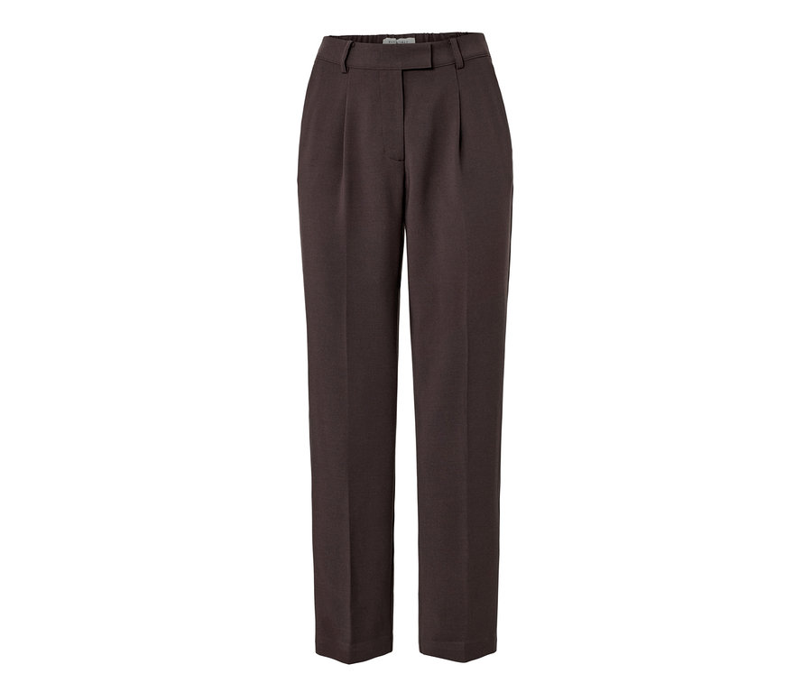 Un pantalon tissé à pinces marron.