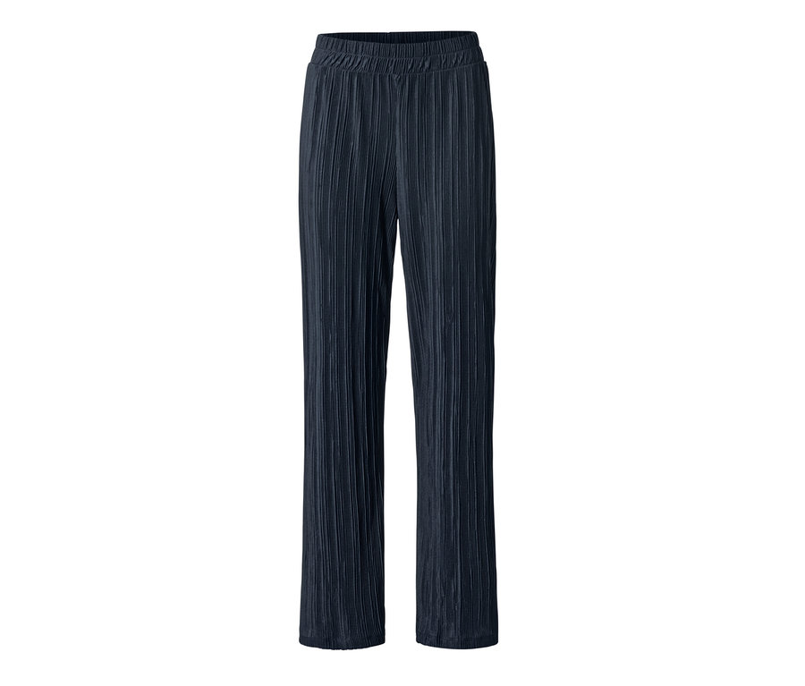 Pantalon plissé bleu foncé.