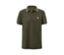 Polo en piqué vert olive avec des rayures blanches sur le col et les manches.