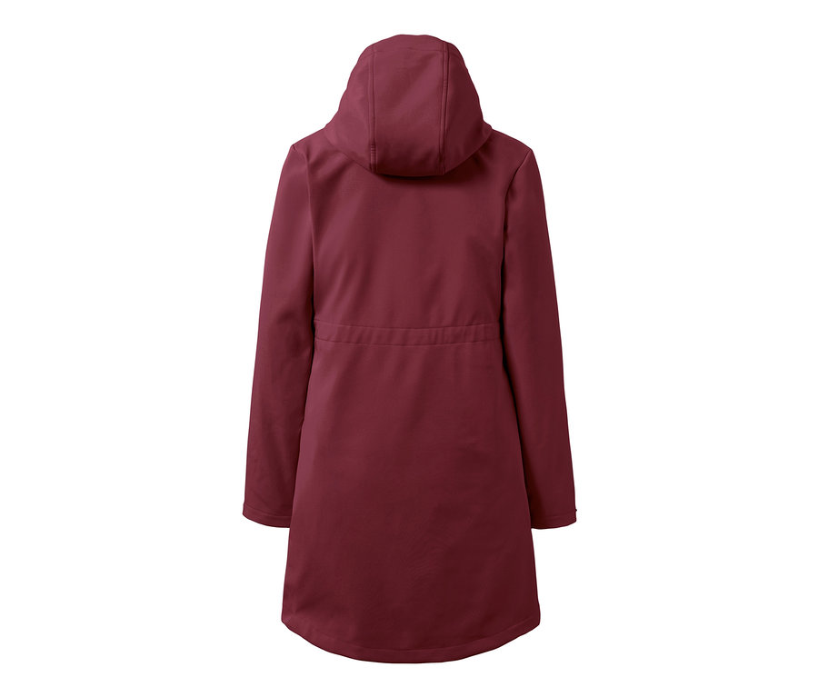 Manteau en softshell bordeaux vu de dos.