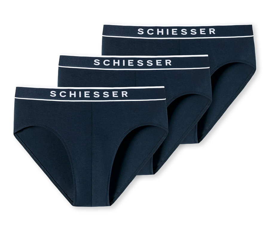 Trois slips Rio SCHIESSER bleu foncé en coton bio.