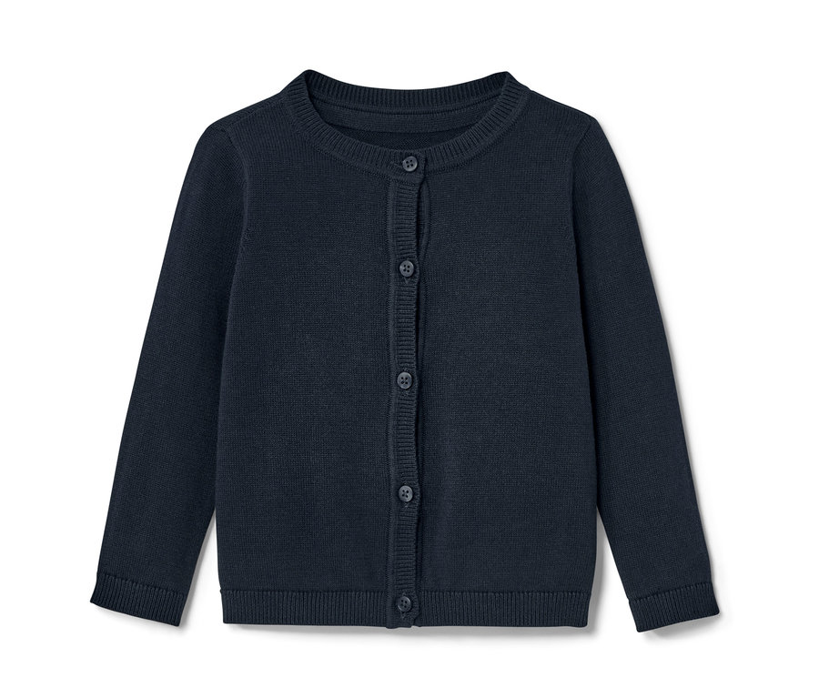 Jaquette en maille bleu marine pour enfant avec boutons.