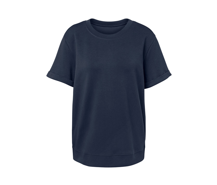 T-shirt bleu foncé en mélange avec modal et manches courtes.