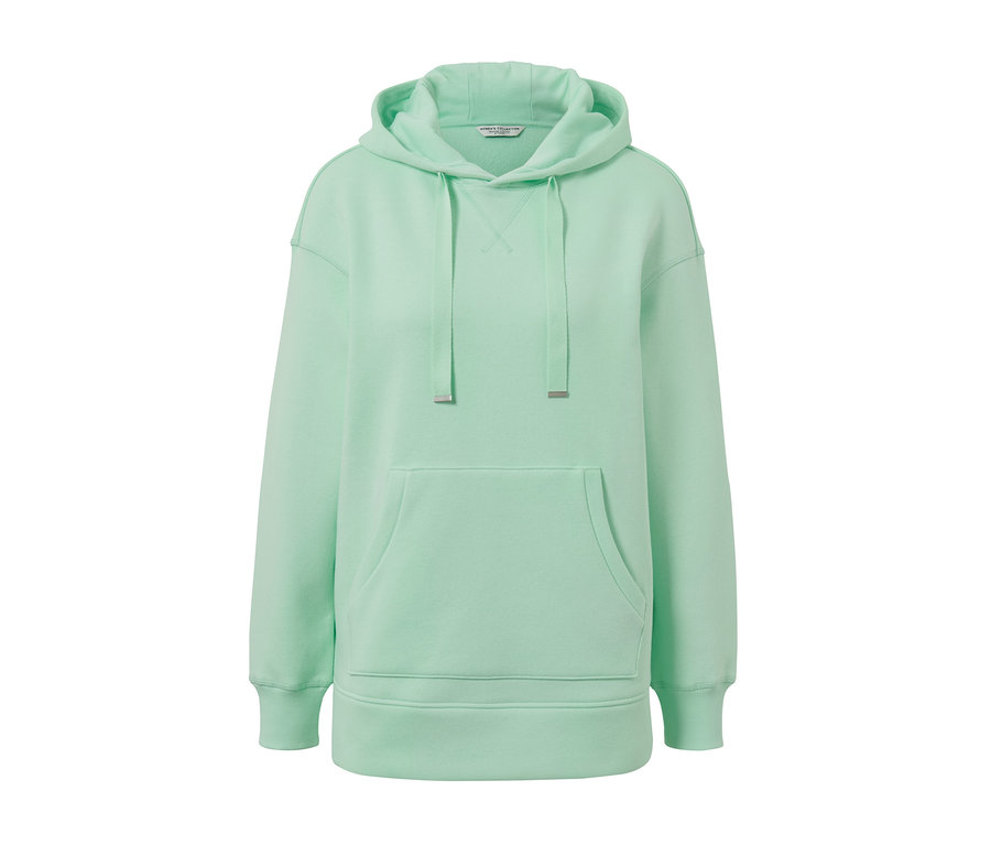Sweatshirt long à capuche vert.