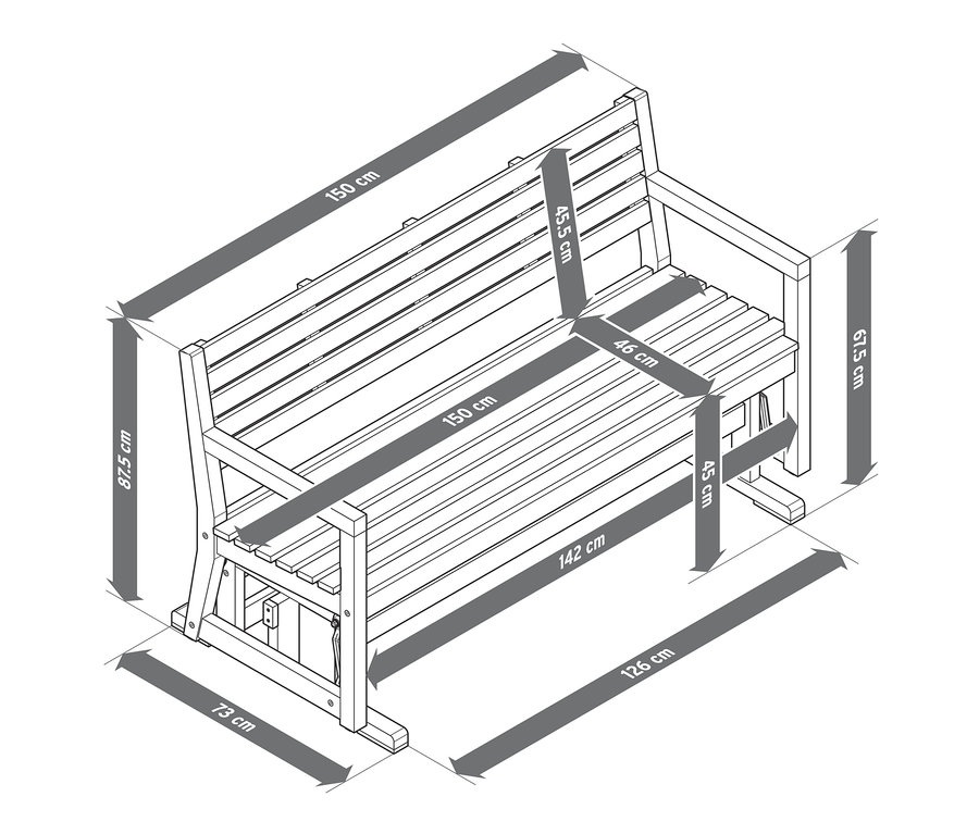 Les dimensions du banc-balançoire.
